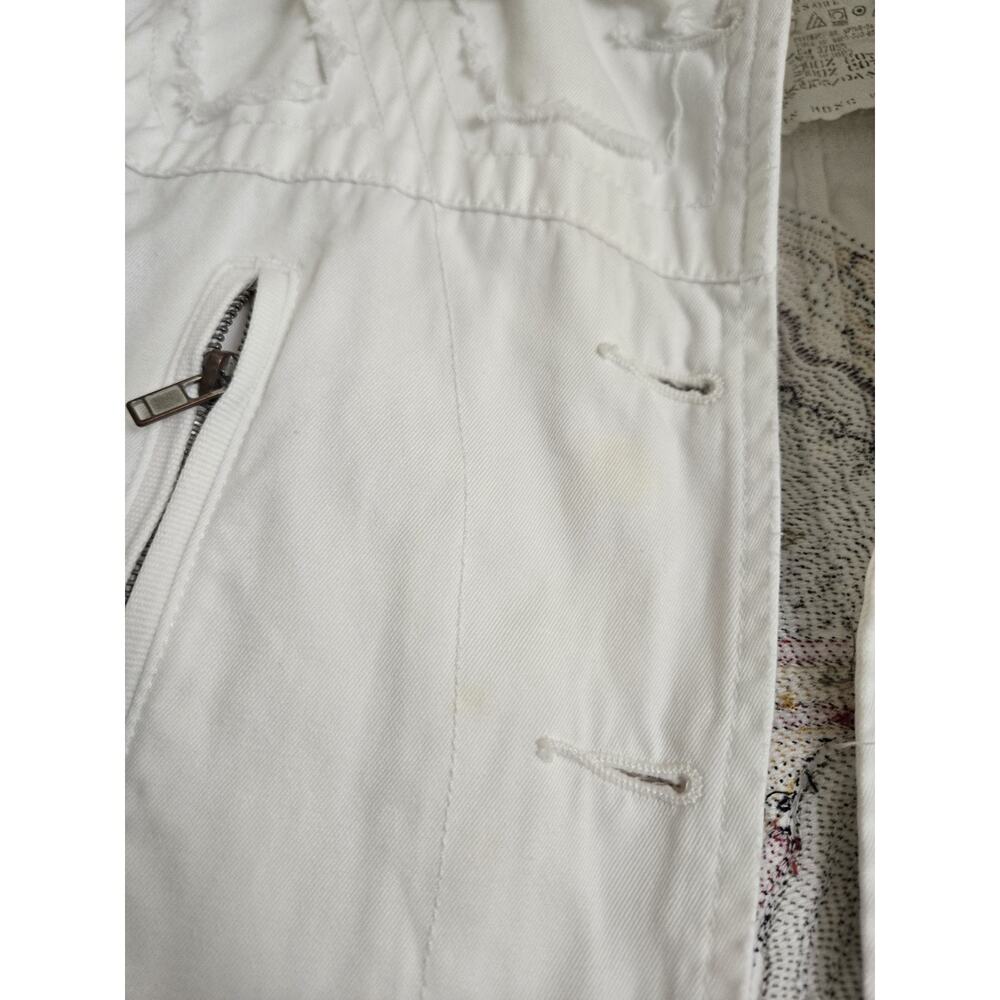 Vtg DA-NANG Da Nang Medium White Embroidered Frayed Jacket Phoenix Bird Cotton - Picture 6 of 7